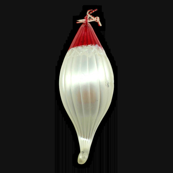 Santa Claus Head & Hat Christmas Ornament Blown Glass Rhinestone Whimsical - Picture 5 of 9